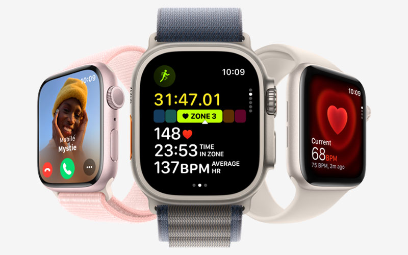 multiple apple watch with health faces