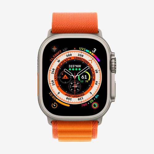 Apple Watch Ultra with orange strap
