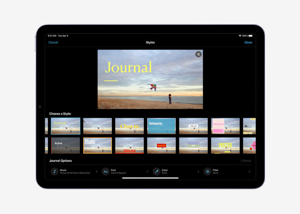 iMovie app on iPad
