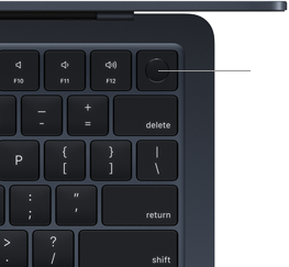 Magic Keyboard med Touch ID vist ovenfra