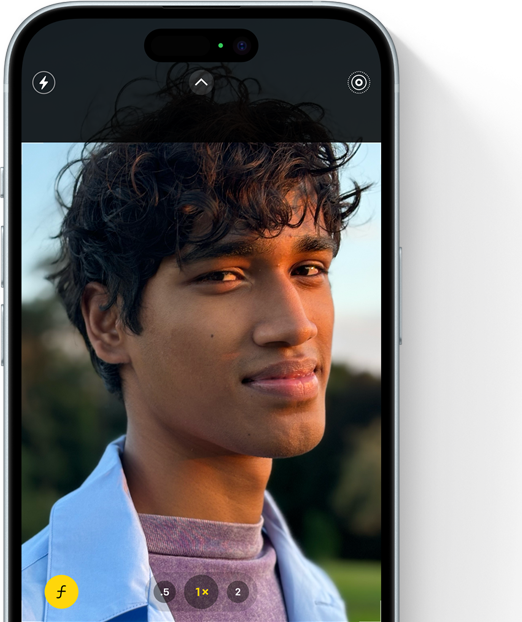 iPhone 15 som viser portrettmodus