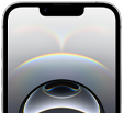 iPhone 16e, helskjerm, Dynamic Island i midten langt opp, tynn, svart kant rundt skjermen