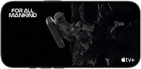 Et stillbilde fra For All Mankind på Apple TV+ vist på en iPhone 16 Pro