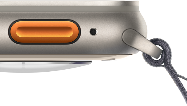 Apple Watch Ultra 2 med oransje handlingsknapp og robust urkasse av titan