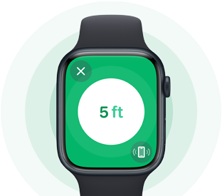Apple Watch Series 9 viser presisjonssøk for en iPhone