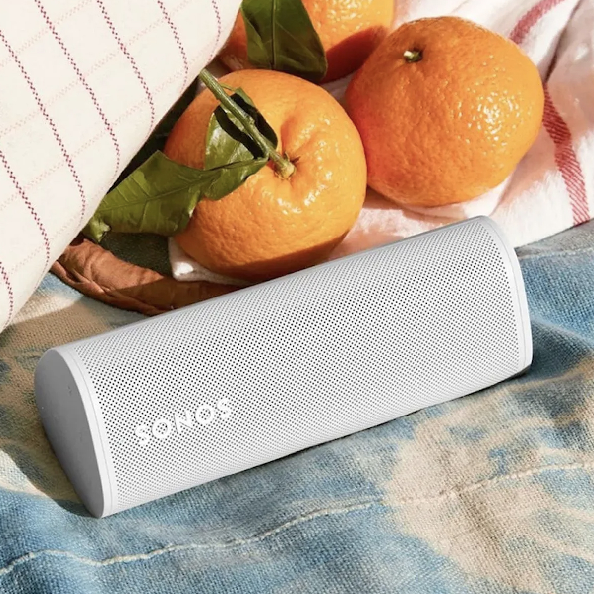 Sonos roam speaker with oranges