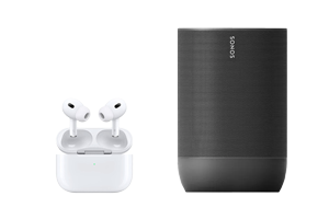 sonos speaker and white airpods