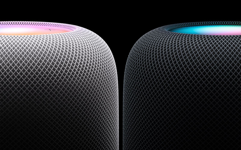 top of two HomePod 2 in black and white