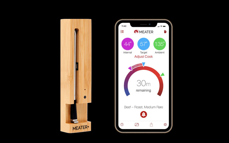 Meater wireless thermometer with iPhone