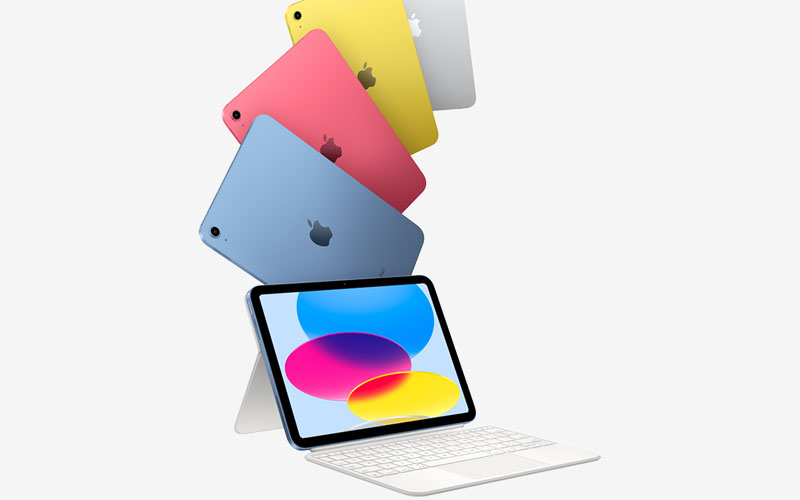 Apple iPad 10. gen in blue, yellow, pink and silver