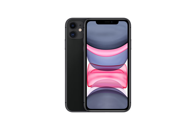 Black Apple iPhone 11 seen from front and back