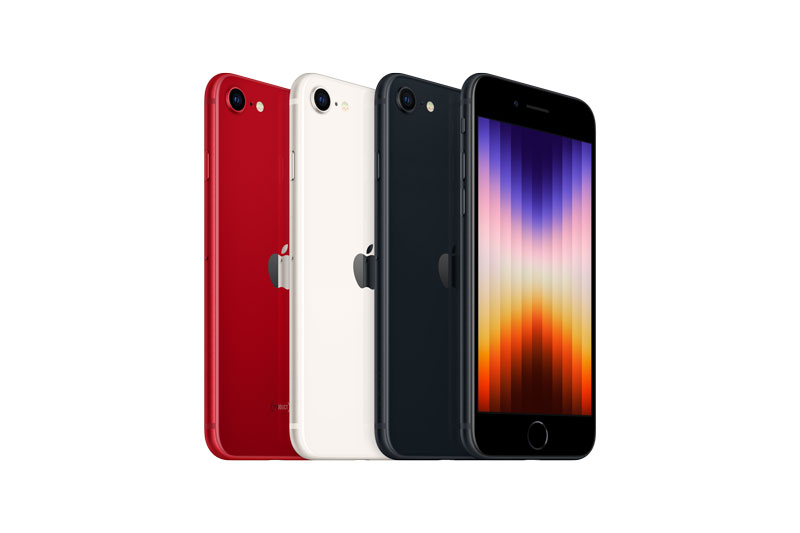 4 Apple iPhone SE in Red, Green, Black and white